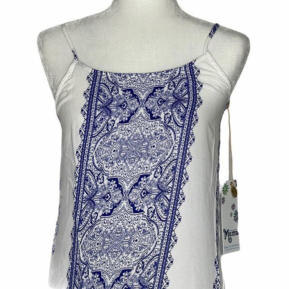 Show Me Your Mumu Shiloh Slip Dress White Blue Spaghetti Straps Small - Picture 5 of 10